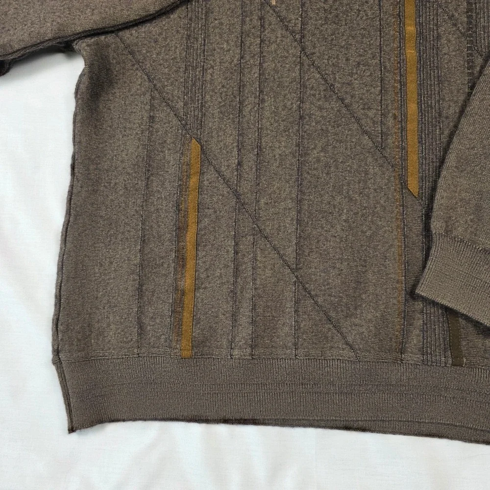 VTG Bachrach Wool Quarter Zip Pullover Sweater Mens Large Coogi Style Italy Made